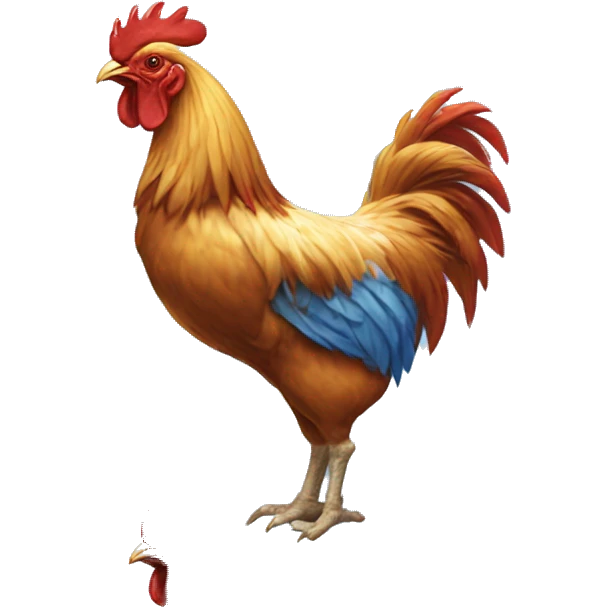 Rooster wearing a blue Tommy Bahama shirt with light blue palm trees emoji