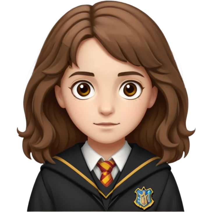 Hermione Granger portrait with bushy brown hair and Hogwarts uniform emoji