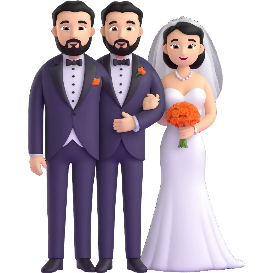 light-skinned African American bride and light-skinned groom with black goatee in a tuxedo emoji