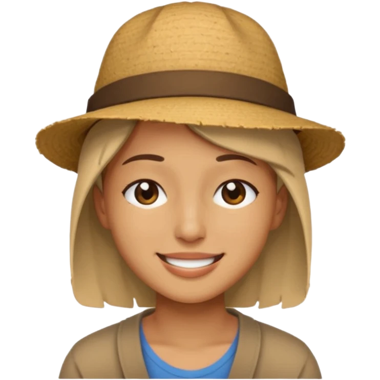 Smiling with eyes closed broken face with a hat emoji