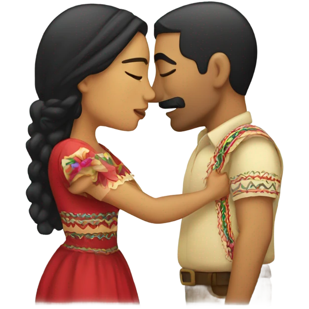 Mexican man and woman kissing emoji