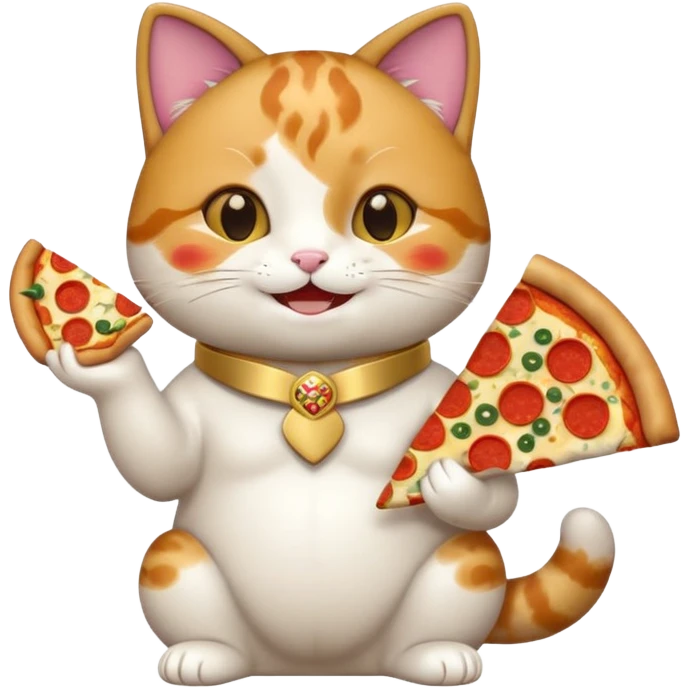 maneki neko holding a pizza emoji