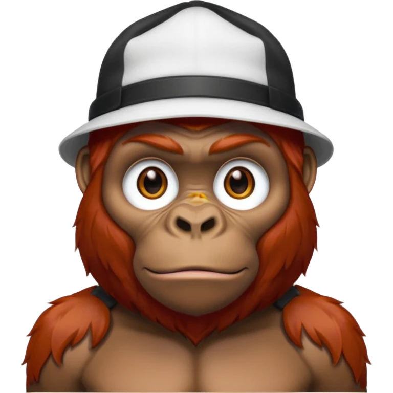 red haired gorilla with white hat emoji