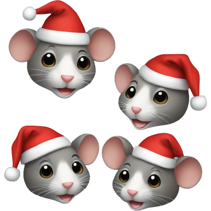 4 rats with Christmas hats on  emoji