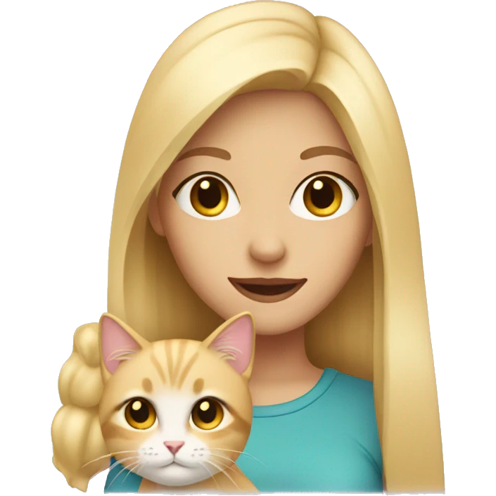Blonde girl with a blonde cat emoji