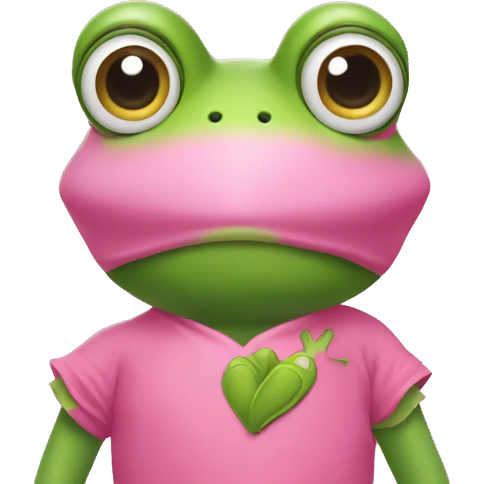 Pink heart wearing frog costume emoji