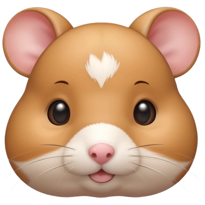 A 3D cartoon hamster face close-up with tiny visible whiskers, round cheeks, smooth glossy eyes, soft background blur, Memoji-style rendering. emoji