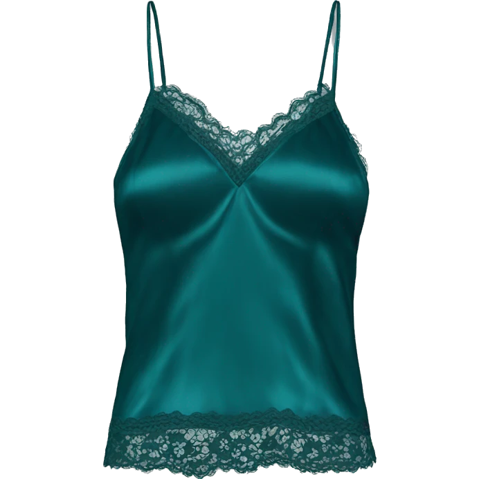 Realistic isolated silk lace dark teal camisole. emoji
