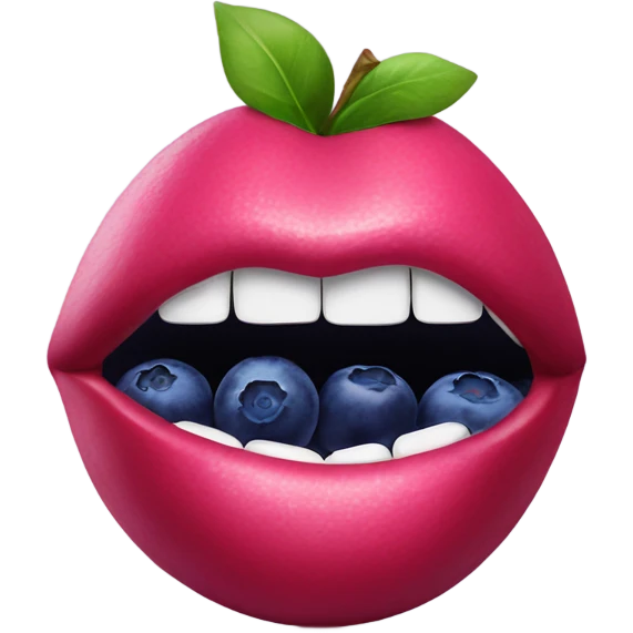 Lips add to a blueberry emoji