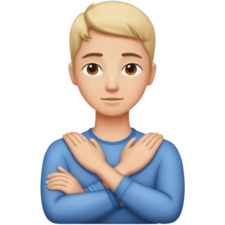 Person with arms crossed and hands on neck ￼ emoji