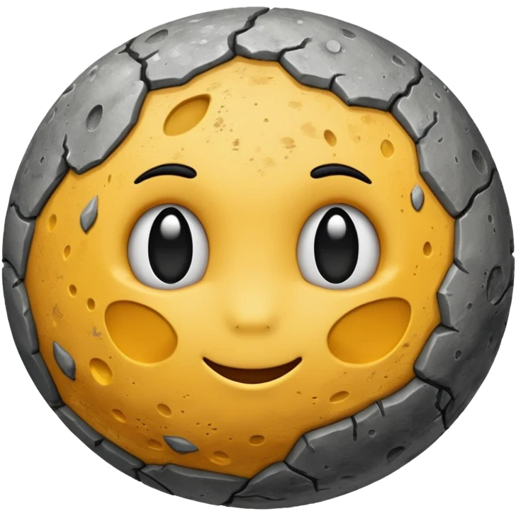 planet Mercury as a round, rocky gray ball covered in pitted marks and rough patches, slightly darker gray, emoji style emoji