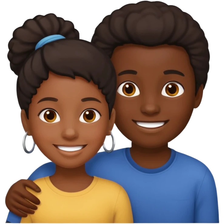 A black girl in the middle of 2 white boys emoji