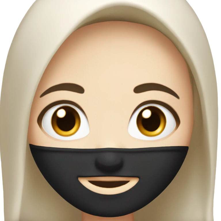 white girl with black eyebrows and eyelashes wearing a black headscarf  emoji