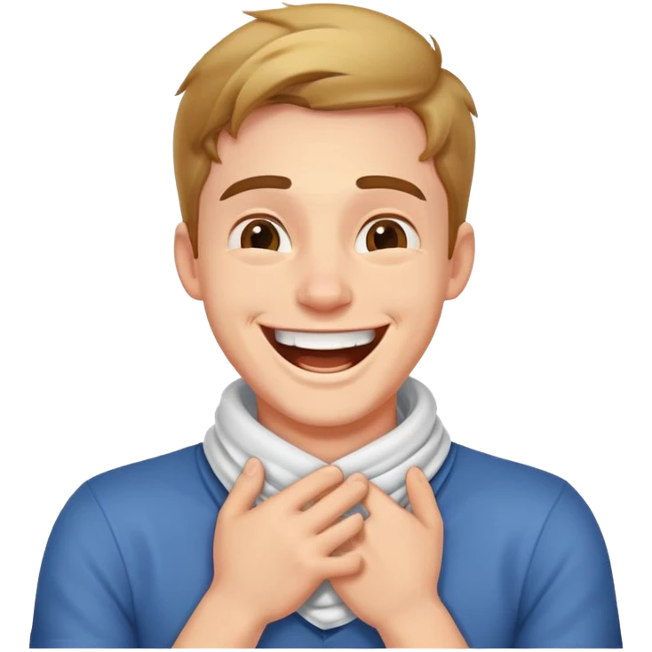 guy laughing with hands wrapped around neck  emoji
