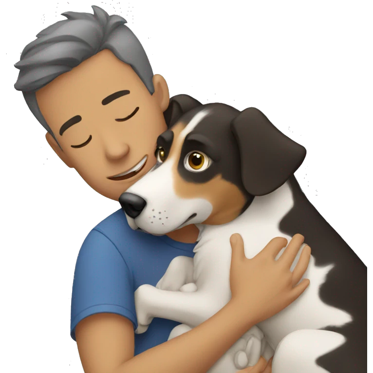 Man hugging dog emoji