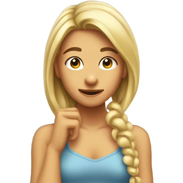 girl tucking hair behind her ear smirking  emoji
