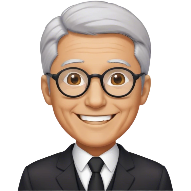 Grey haired Kim il sung grinning while wearing dark mao suit and large glasses emoji