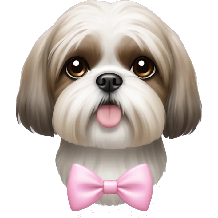 shihtzu dog with two small light pink bows  emoji