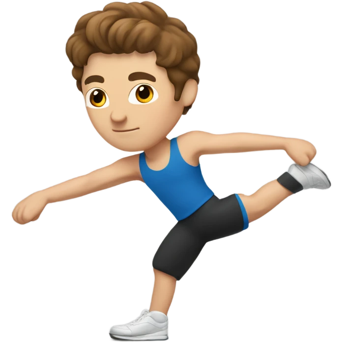white man with brown hair doing aerobics emoji