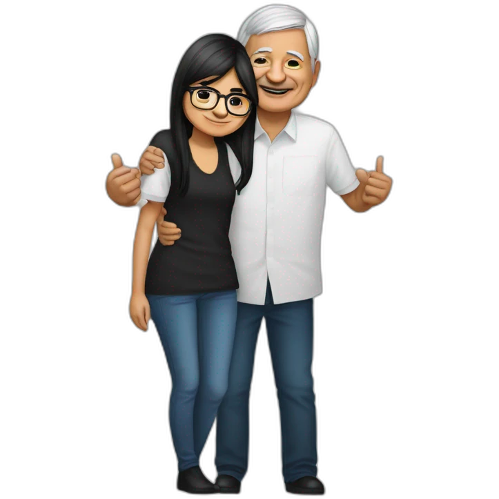 mia khalifa hugging to Andres Manuel Lopez Obrador fronted emoji