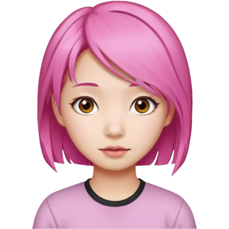 asian emoji girl  face with pink hair  emoji
