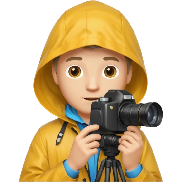 fotographer man with rain coat emoji