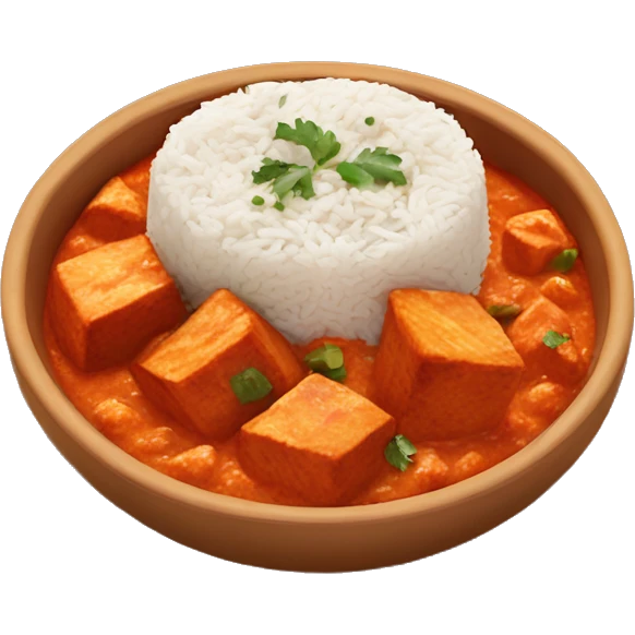 Paneer tikka masala and rice emoji