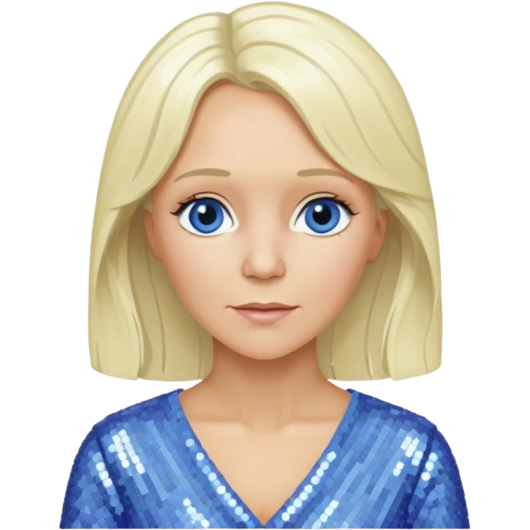  Agnetha Fältskog from ABBA with long platinum blonde hair, periwinkle sequin outfit  emoji