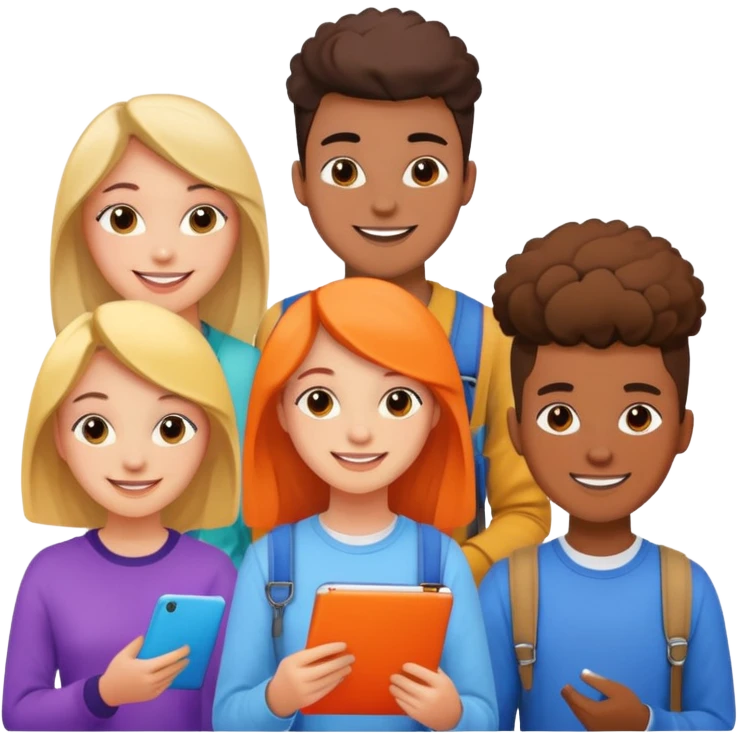 three young people design students brainstorming with colorful materials emoji