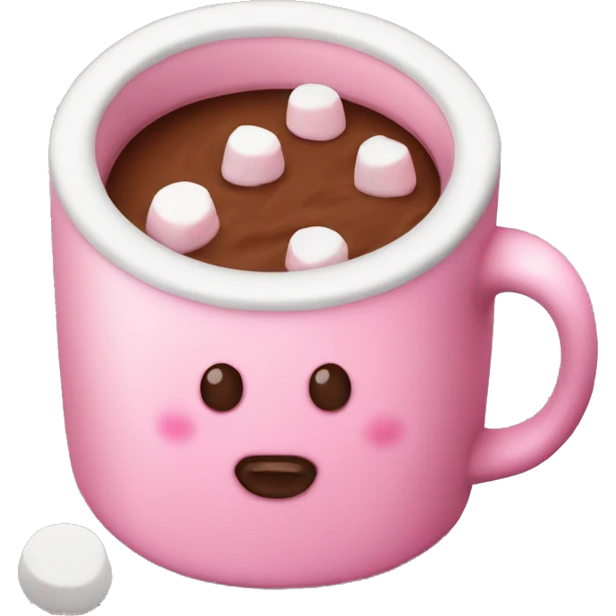 mug with cacao with marshmallow pink christmas mood emoji