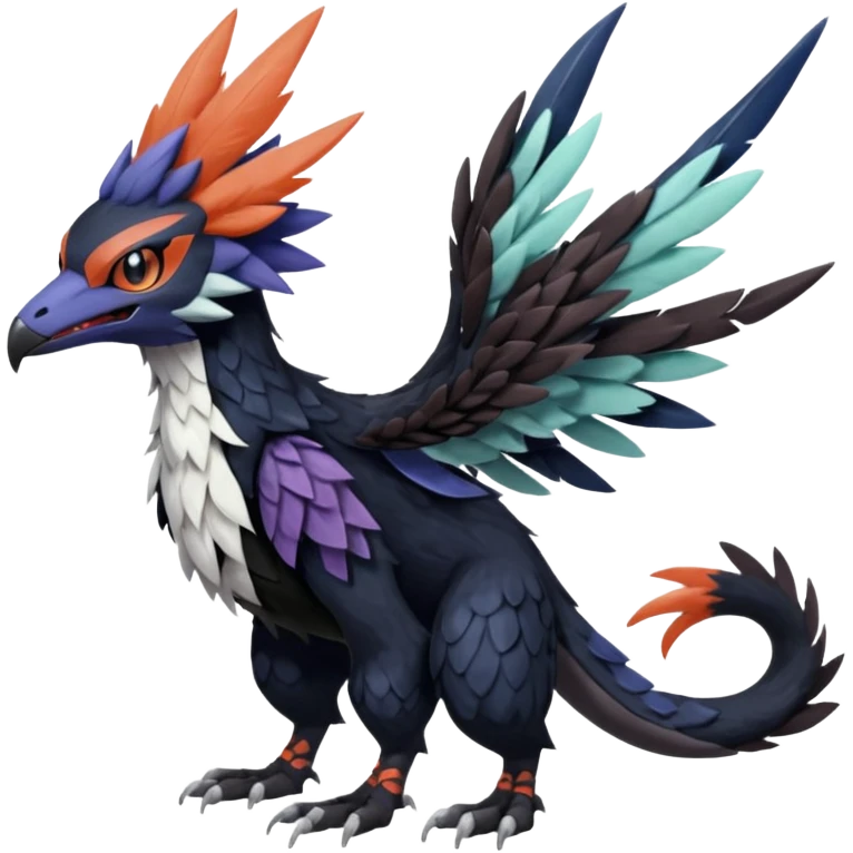 Spooky Nargacuga-Trico-Noibat-Noivern-Silvally-Pokémon-Fakémon-fusion (full body) emoji