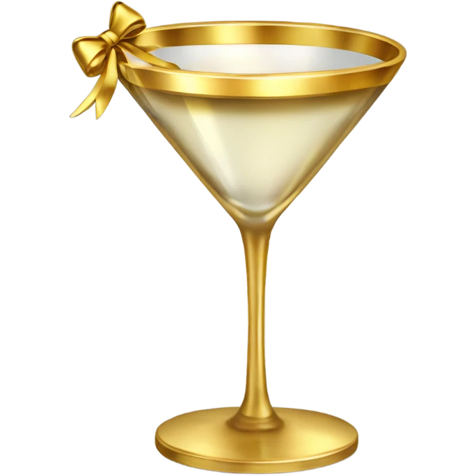 gold rimmed martini glass with tiny gold bows emoji