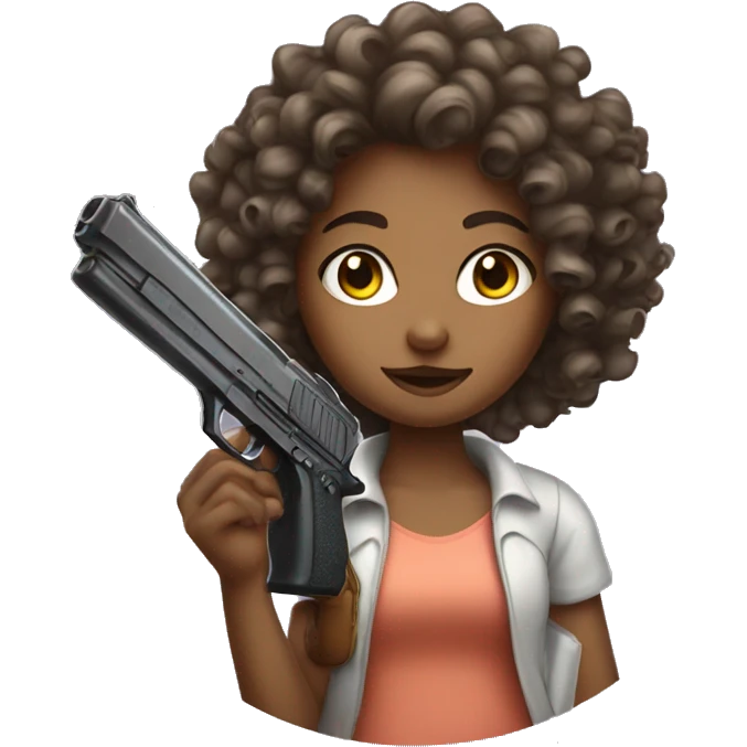 Curly hair girl with plastic gun emoji