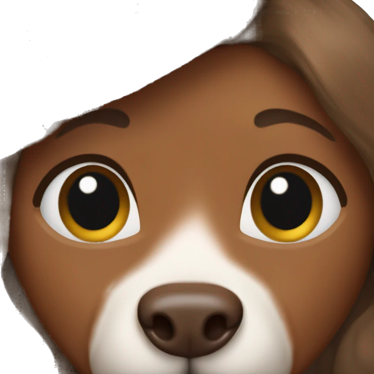 Brown haired woman with trimerle long haired dachshund emoji