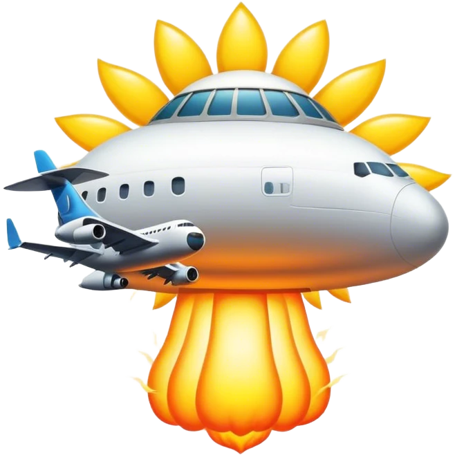 Nuclear mushroom cloud with sun and an airplane  emoji