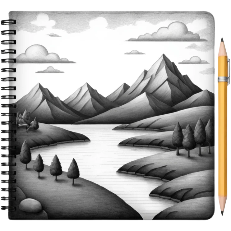 a pencil drawing in a notebook  emoji