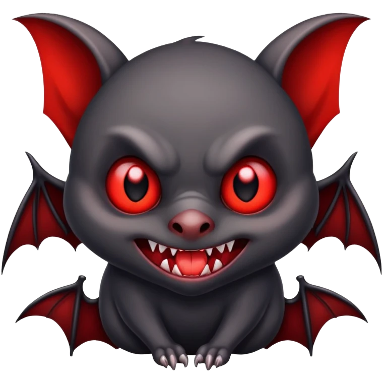 cute black vampire bat with red details emoji