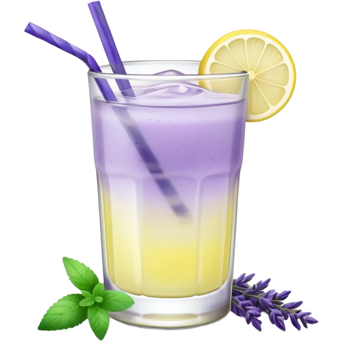 Lavender mint lemonade in a glass with a sprig of lavender  emoji