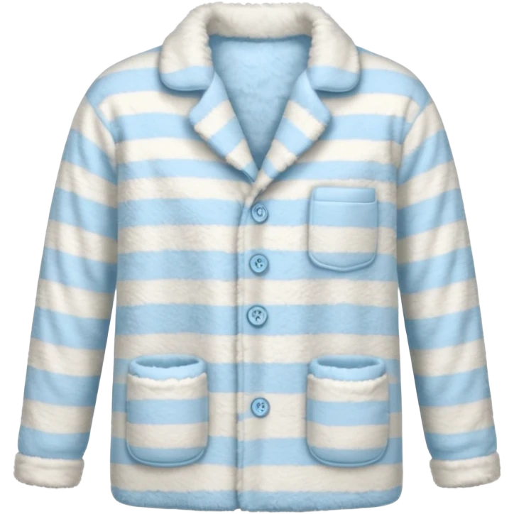 emoji of an isolated fluffy fleece pajama top with soft pastel stripes, plush fuzzy texture, light grey and pastel blue tones, button-down long sleeves, neatly folded flat-lay, no person, no body, no mannequin, cozy warm winter mood, soft shading emoji