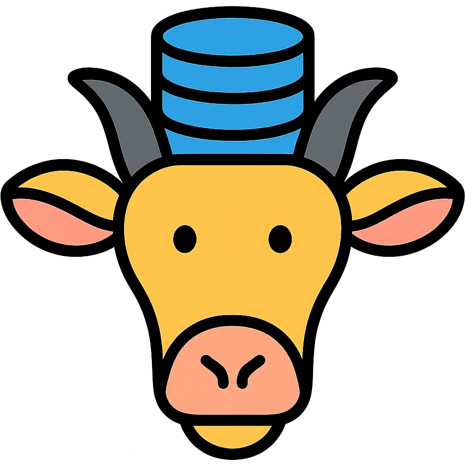 color outline icon of a goat with a database on its head emoji