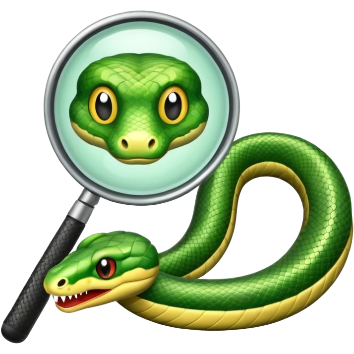 una lupa ed un serpente emoji