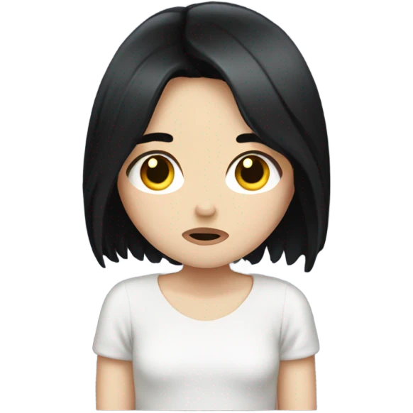 Pale girl black hair crying and heart broken emoji