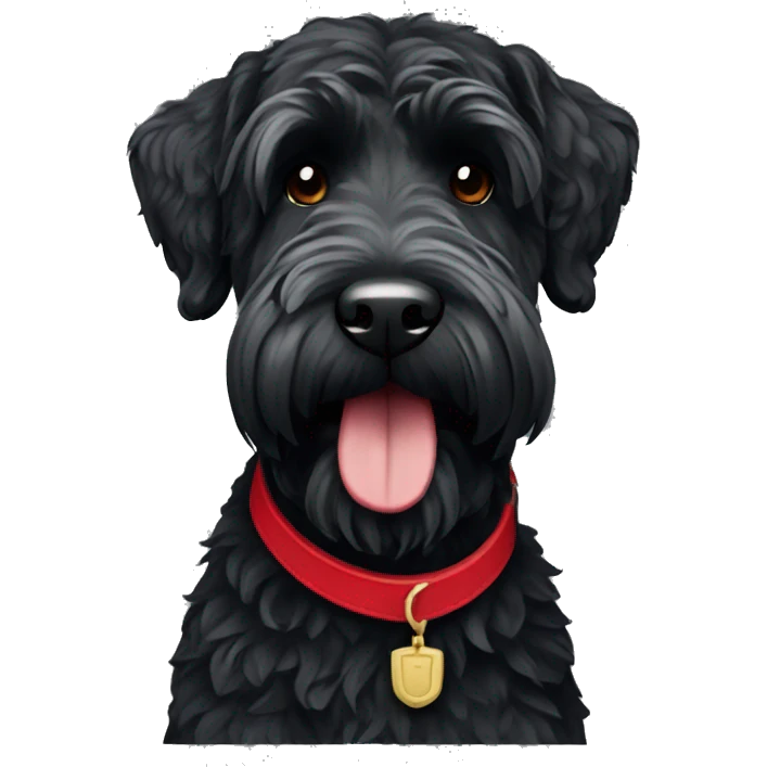 Black Russian terrier with a red collar emoji