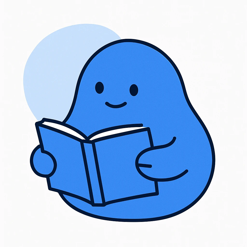 a blue blob reading a book emoji