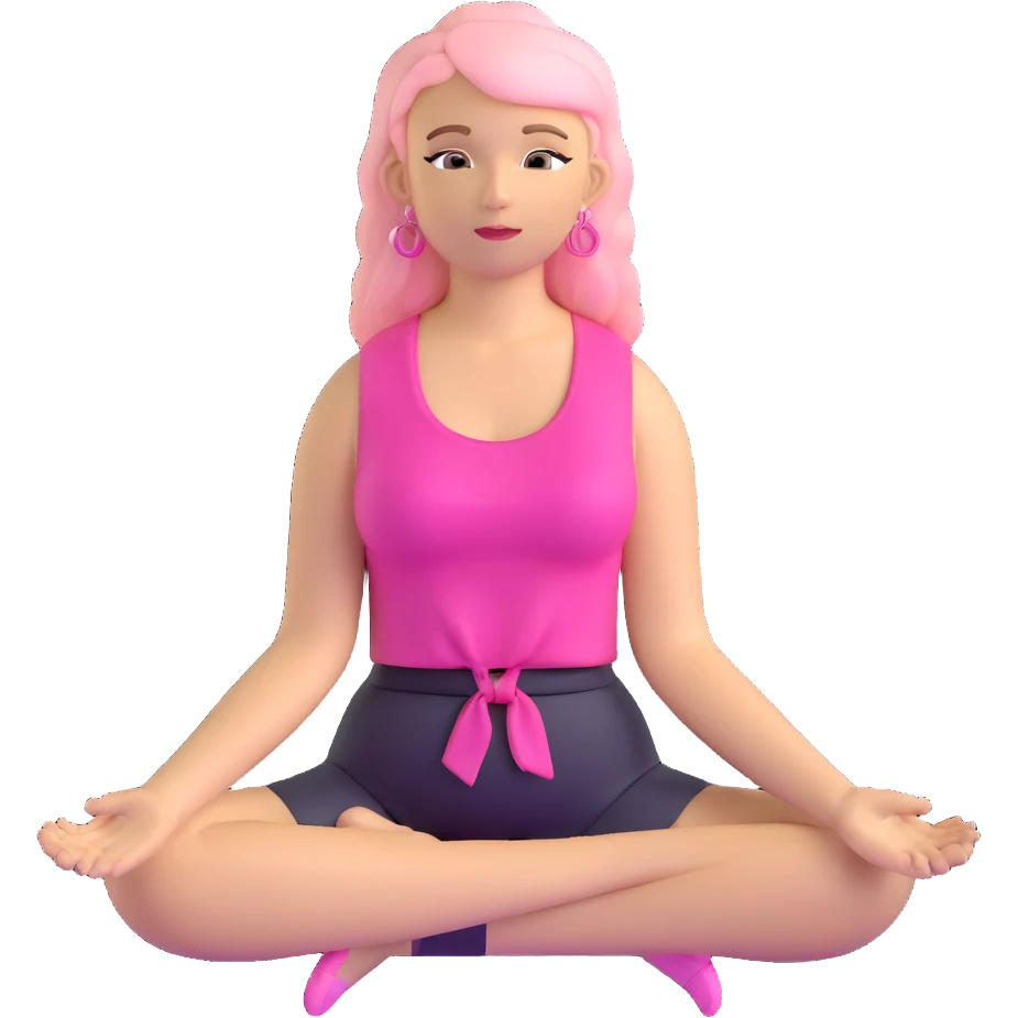 blonde angel woman with long hair meditating with pink hair clips emoji