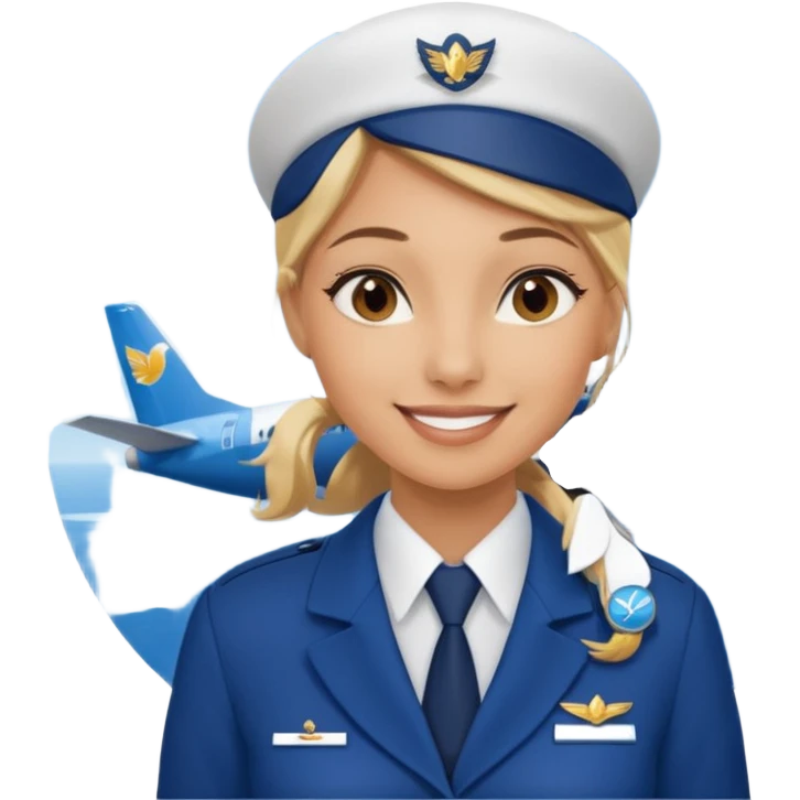 female flight attendant hugging emoji