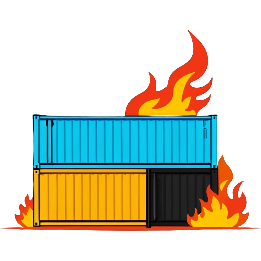 shipping container on fire emoji