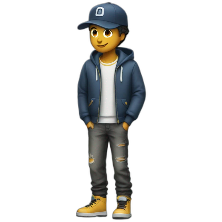 a cool boy with a cap full body emoji