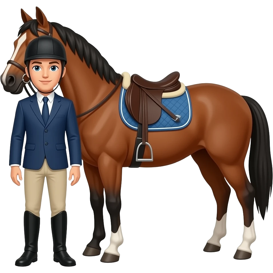 The rider is not on the horse and the horse is standing still emoji