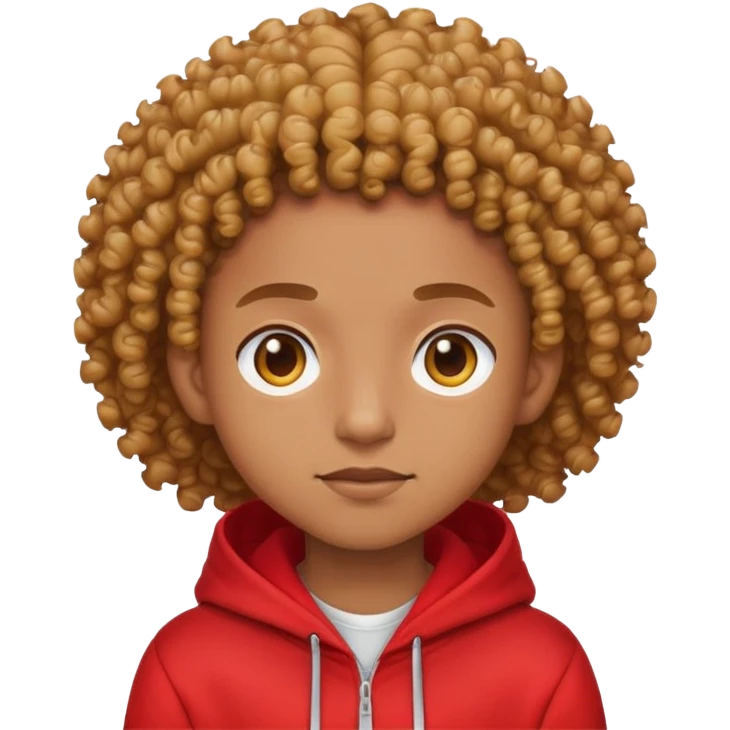 Light Brown Skin, Curly fade, red hoodie emoji